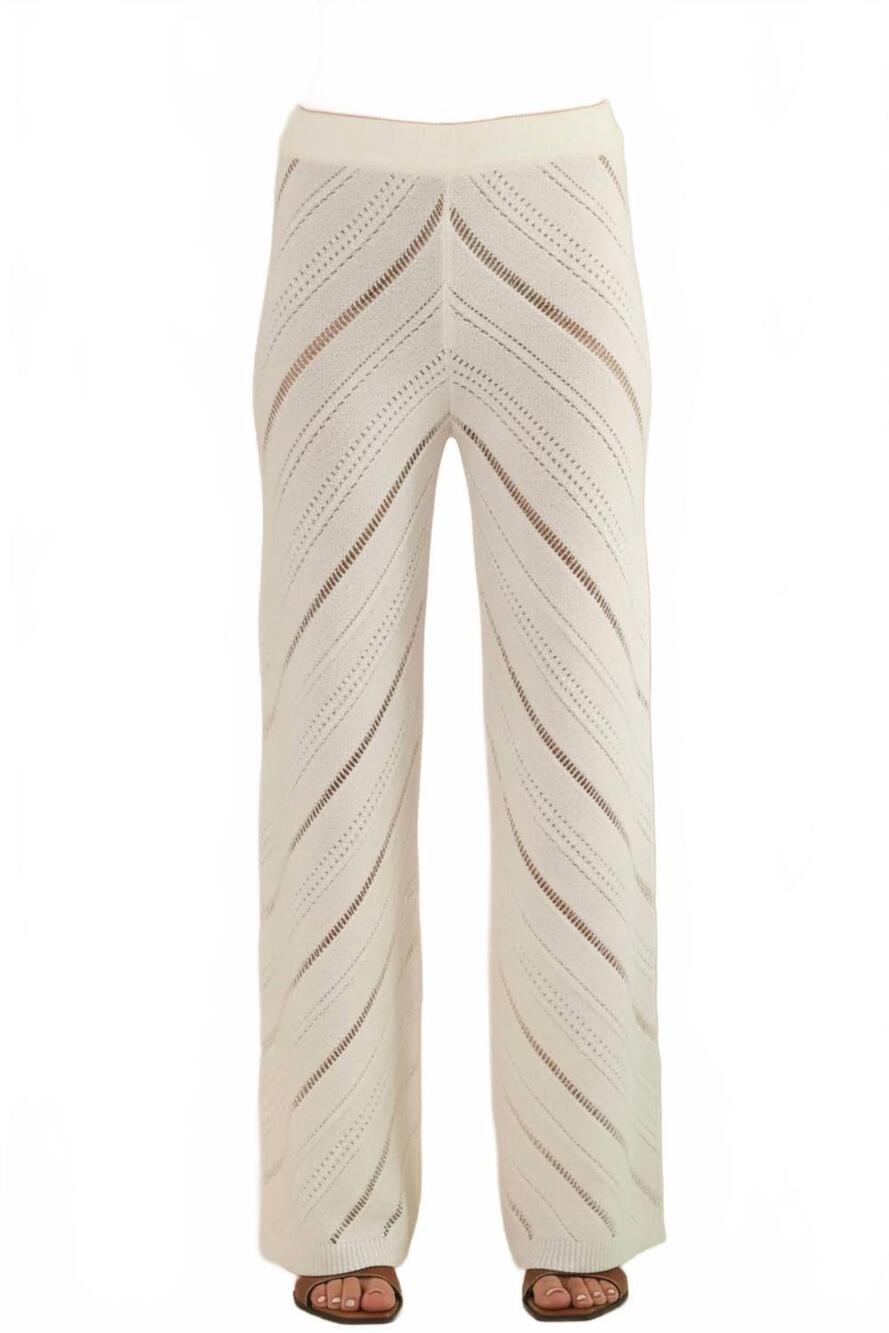 NEW HONEY MANGO chevron knit cover up pants in white